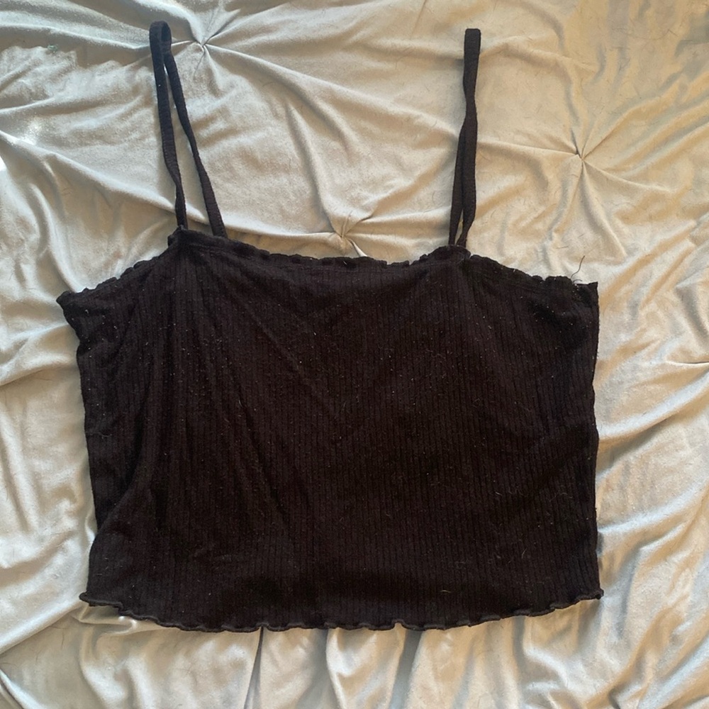 Women’s black ruffle tank top